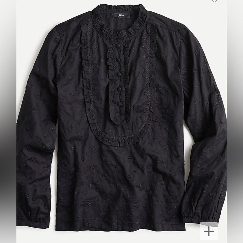 NWT J.Crew Long-sleeve Ruffle Shirt in Floral eyelet